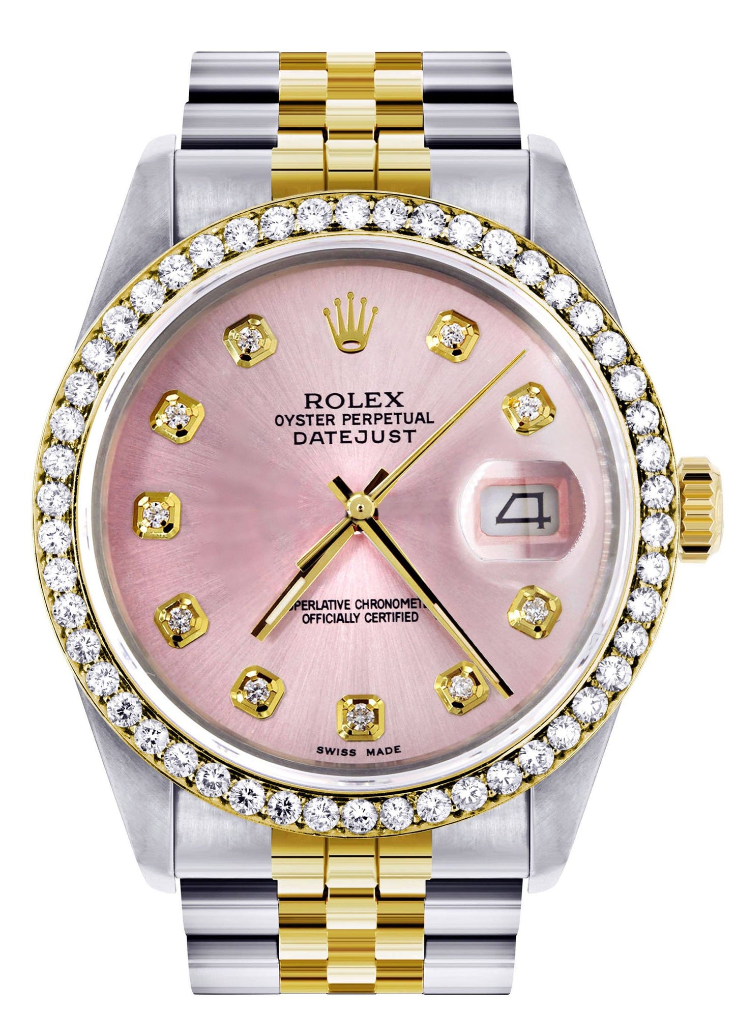 Gold Rolex Datejust Watch 16233 for Men | 36Mm | Pink Dial | Jubilee Band