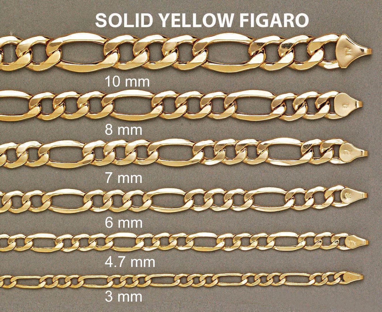 14k Yellow Solid Figaro Bracelet