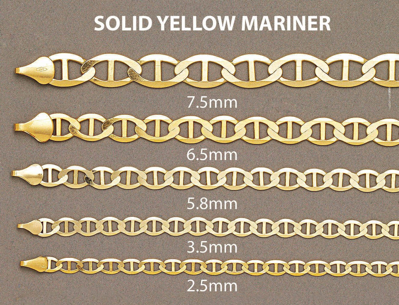 10k Yellow Solid Mariner Bracelet