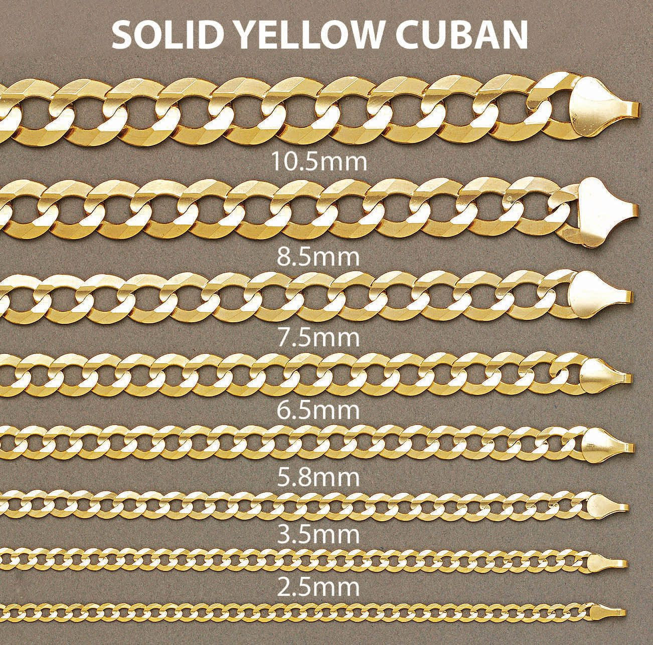 10k Yellow Solid Cuban Link Bracelet