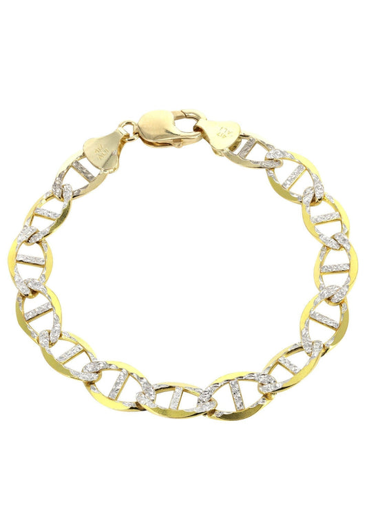 10k Yellow Solid Diamond Cut Mariner Bracelet