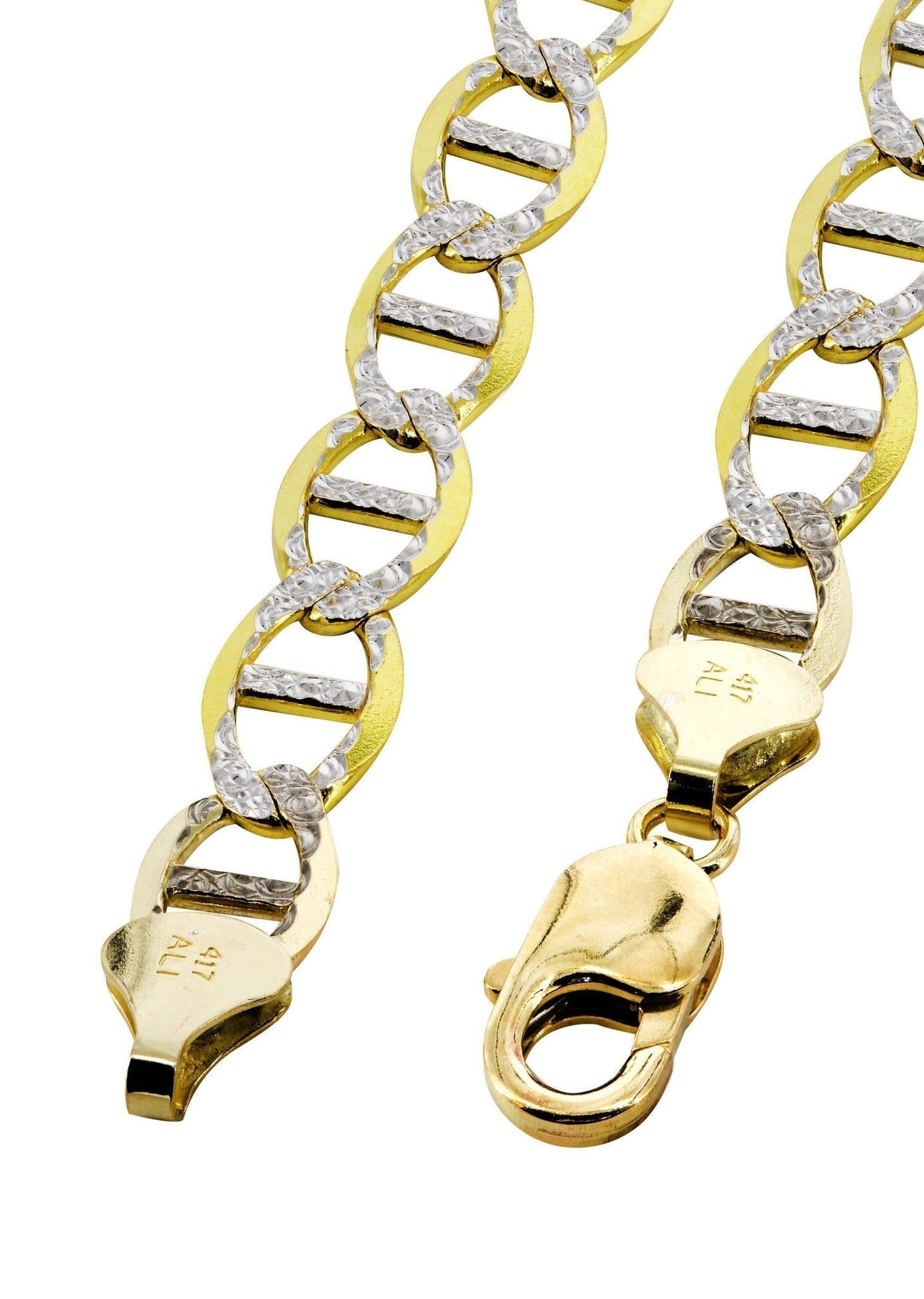14k Yellow Solid Diamond Cut Mariner Bracelet