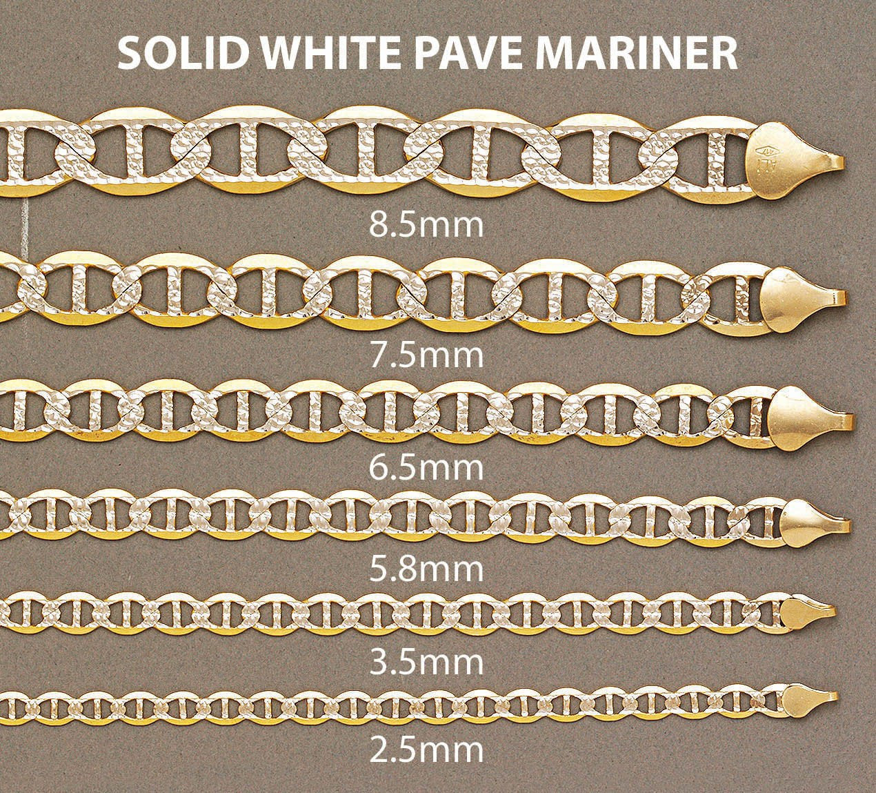 14k Yellow Solid Diamond Cut Mariner Bracelet
